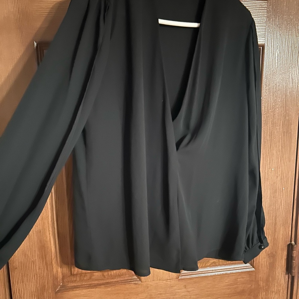 Rubber Ducky Productions Black Wrap Blouse Long Sleeve